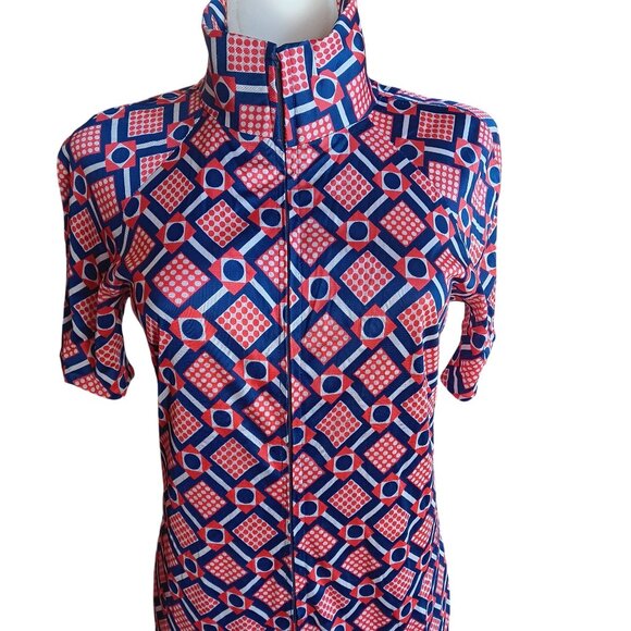 M 1OF1 Vintage Jumpsuit Bellbottom 1970's Zip-Front Mod Geometric Print Handmade - Picture 5 of 11